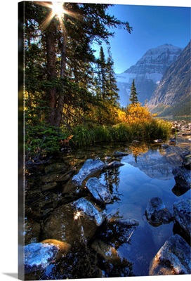 Autumn Afternoon On Cavell Lake Below Mount Edith Cavell, Canada