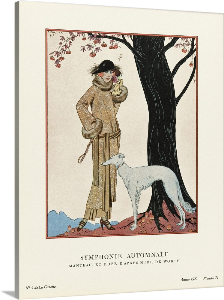 Symphonie Automnale. Autumn Symphony. Manteau et Robe d'apres-midi, de Worth.  Afternoon coat and dress by Worth. Art-deco...