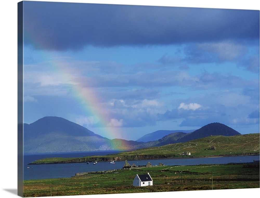 Ballinskellig, Ring Of Kerry, Co Kerry, Ireland; Rainbow Over A Landscape