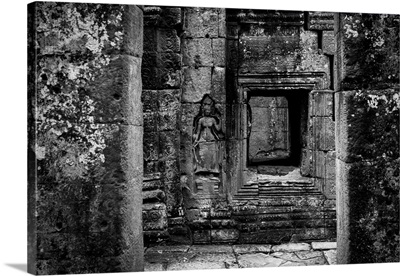 Bas-Relief Of Crowned Woman Beside Window, Banteay Kdei, Angkor Wat, Siem Reap, Cambodia