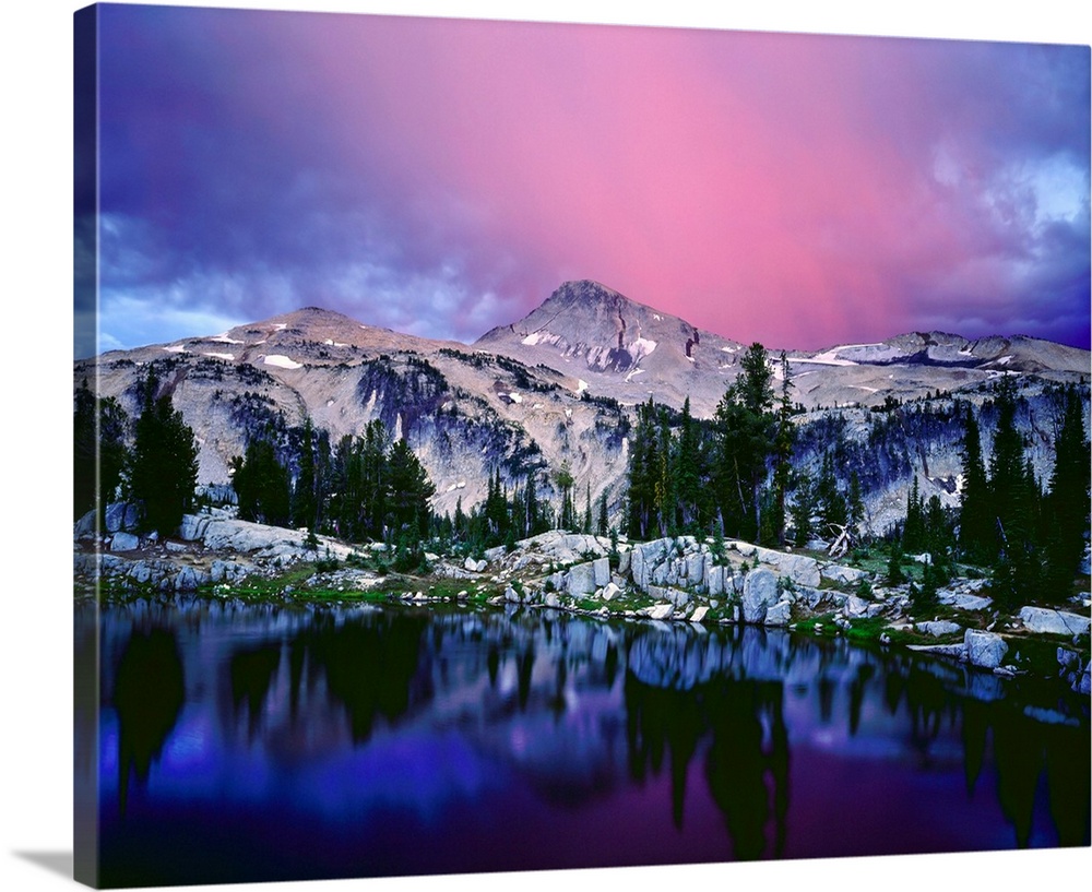 Beautiful Sunset Wallowa Oregon, Framed Great Prints, Eagle Eastern Lake Mountains Wall Mirror Peels Canvas In And Big | Wall Prints, Over Cape Canvas Art