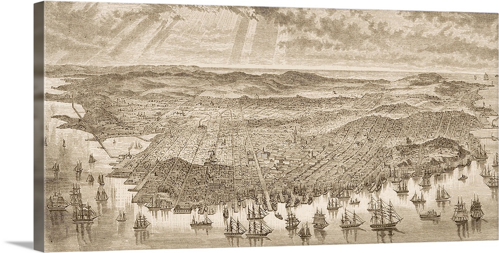 Bird's Eye View Of San Francisco, California In 1875. From "American Pictures Drawn With Pen And Pencil" By Rev Samuel Man...