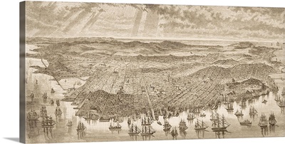 Bird's Eye View Of San Francisco, California In 1875