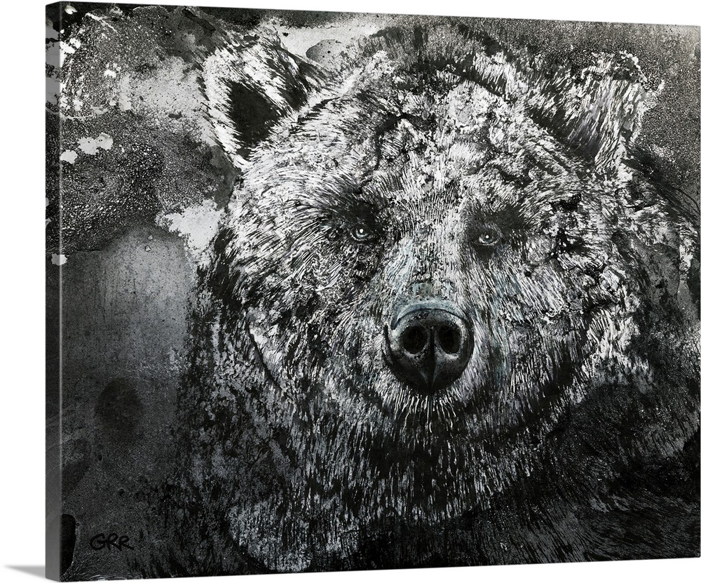 Black And White Illustration Of A Bear.