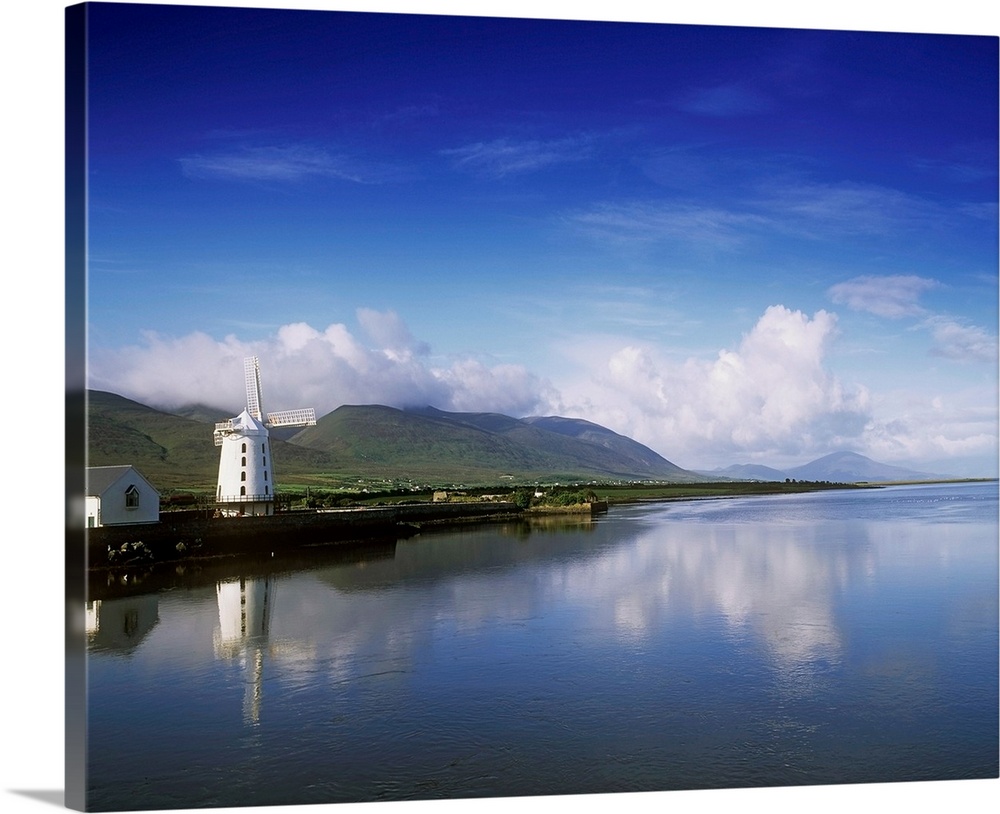 Blennerville Windmill Reflected In River, Tralee, County Kerry, Republic Of Ireland