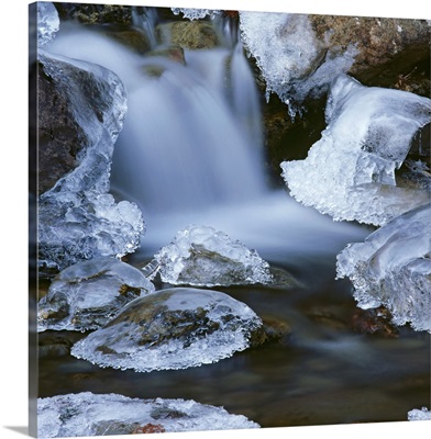 Blurred Motion of Creek Surrounded by Ice SC Alaska