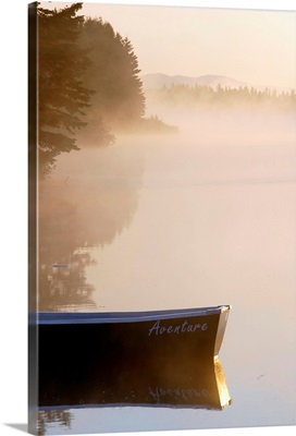 Boat And Mist on pond, Gaspesie, Quebec