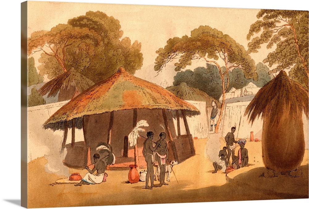 Booshuana Village, Southern African Village. Drawn By W. Alexander, 1806, Engraved By T. Medland.