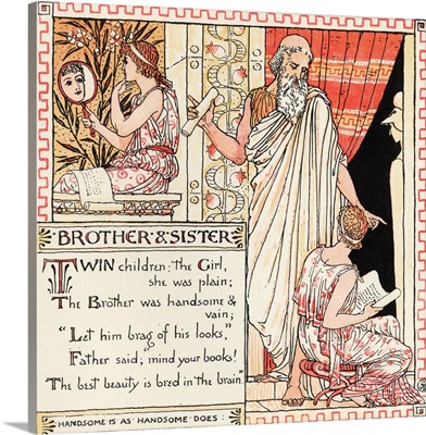 Brother And Sister From The Book Baby's Own Aesop By Walter Crane Published C.1920
