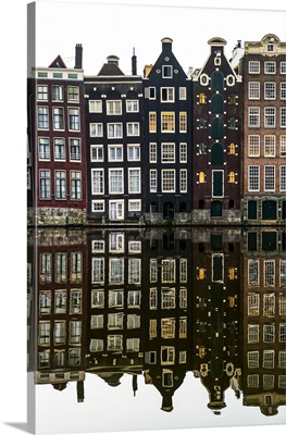 Building Facades With A Mirror Image Reflecting In A Canal, Amsterdam, Netherlands