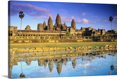 Cambodia, Siem Reap, Angkor Wat, View Of Temple From Front