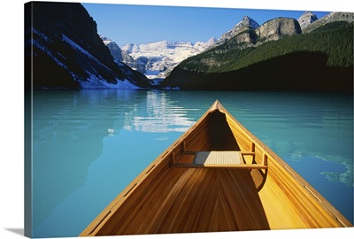 Canoe On Lake Louise In Alberta, Canada