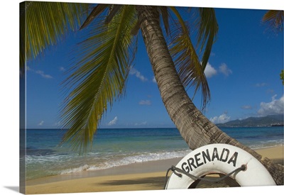 Caribbean, Grenada, Life buoy with Grenada written on it, Magazine Beach