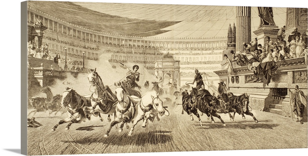 Chariot Race At Roman Games. After A Painting By Alejandro Wagner. From Album Artistico Published Circa 1890.