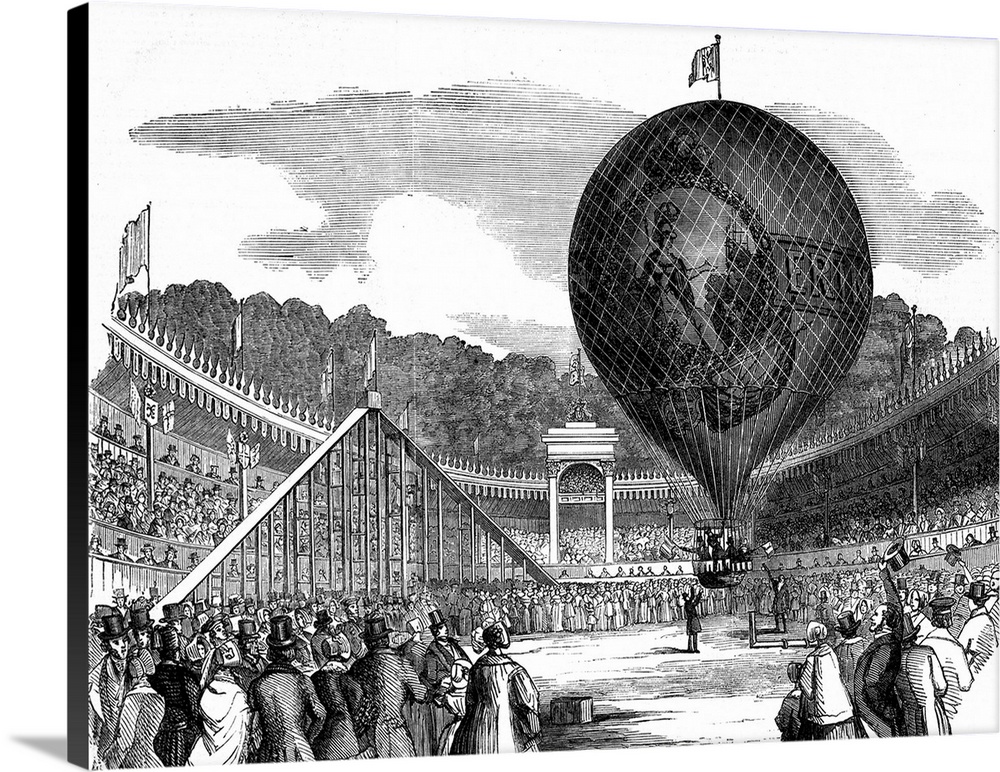 Illustration depicting Charles Green's balloon. Charles Green, a British balloonist. Dated 19th Century.