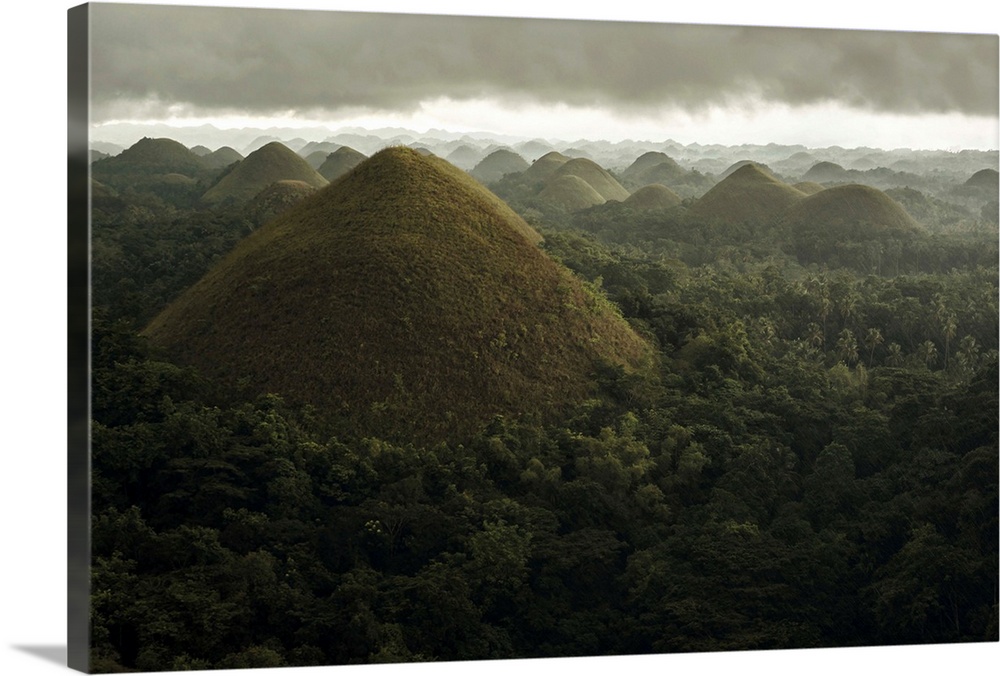 Chocolate hills landscape from Bohol Island, a big storm covers the sky making an interesting lighting effect, Carmen, Boh...