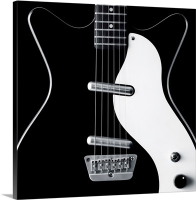 Close-Up Of A Black And White Electric Guitar
