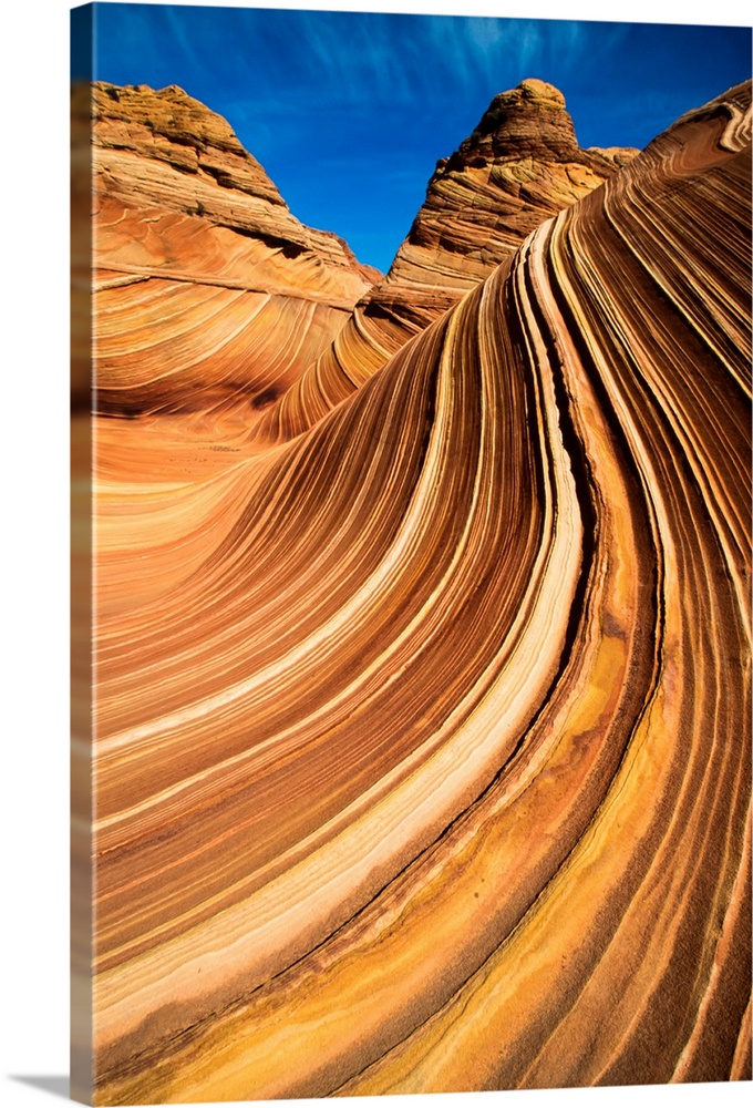 Close-up of The Wave, colorful sandstone rock formation of the Coyote Buttes in the Paria Canyon-Vermilion Cliffs Wilderne...