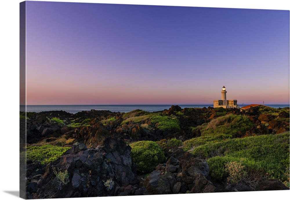 Coastal Landscape With Lighthouse On Pantelleria Island At Twilight, Sicily, Italy