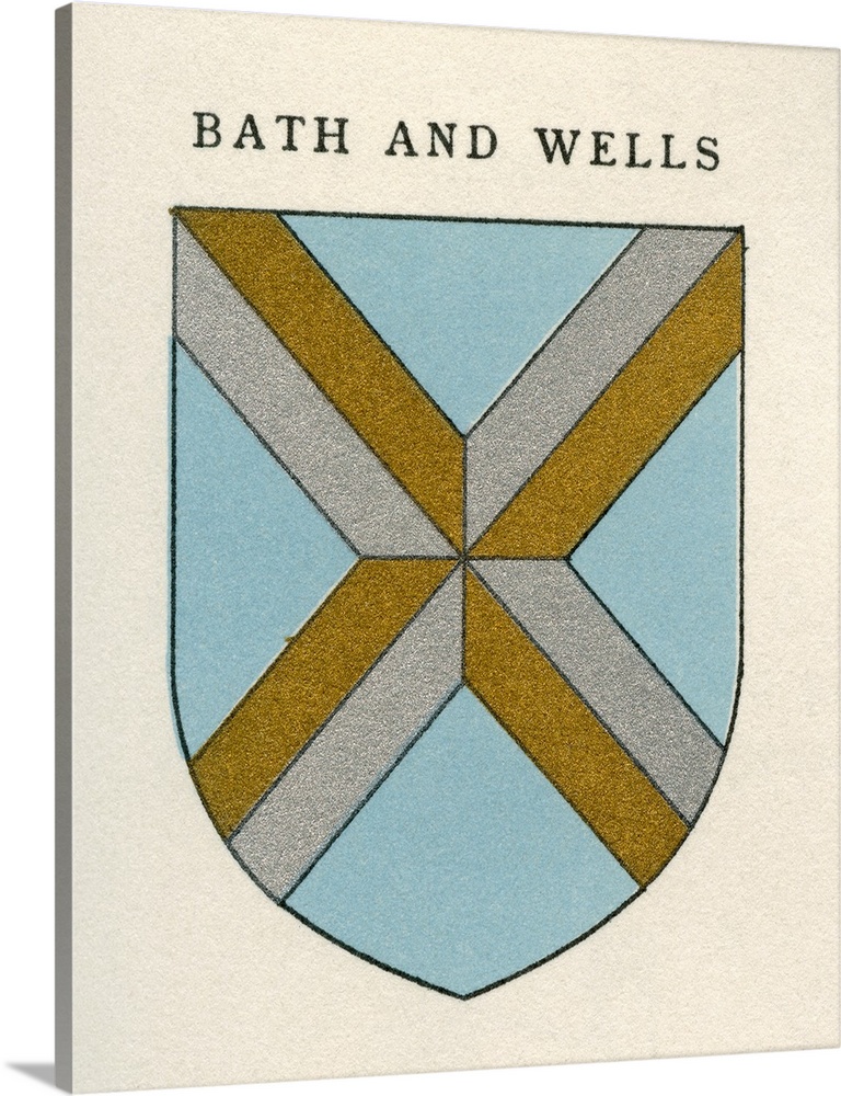 Coat of arms of the Diocese of Bath and Wells.  From Cathedrals, published 1926.
