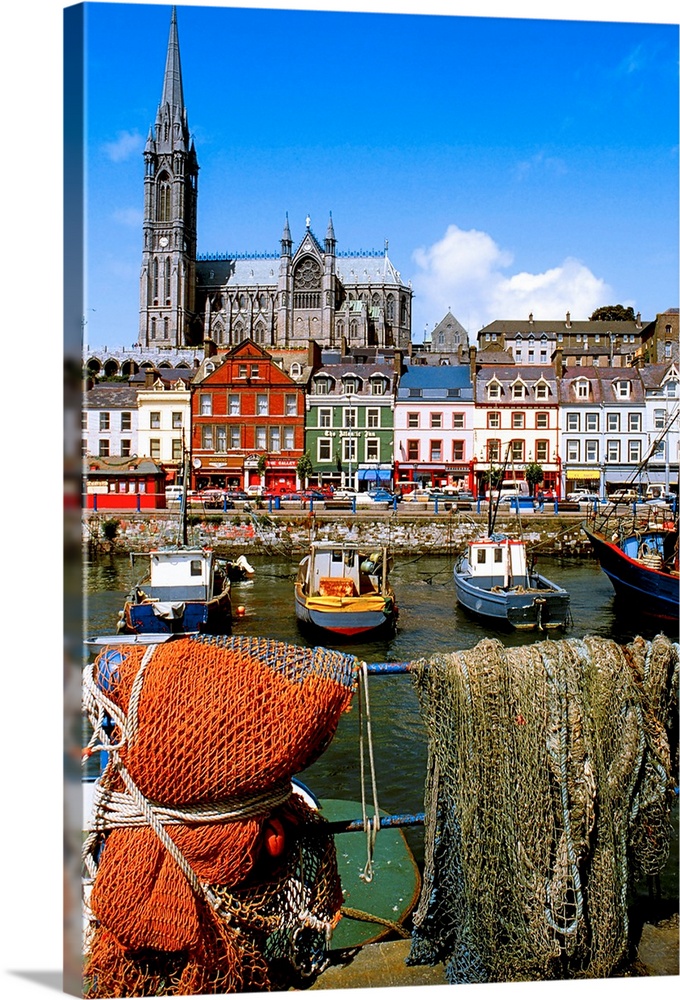 Cobh, County Cork, Ireland, Cobh Cathedral (St. Colman?S Cathedral) In The Distance