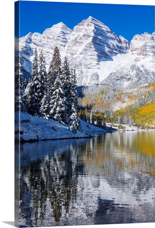 Colorado, Near Aspen, Landscape Of Maroon Lake And Maroon Bells | Great ...