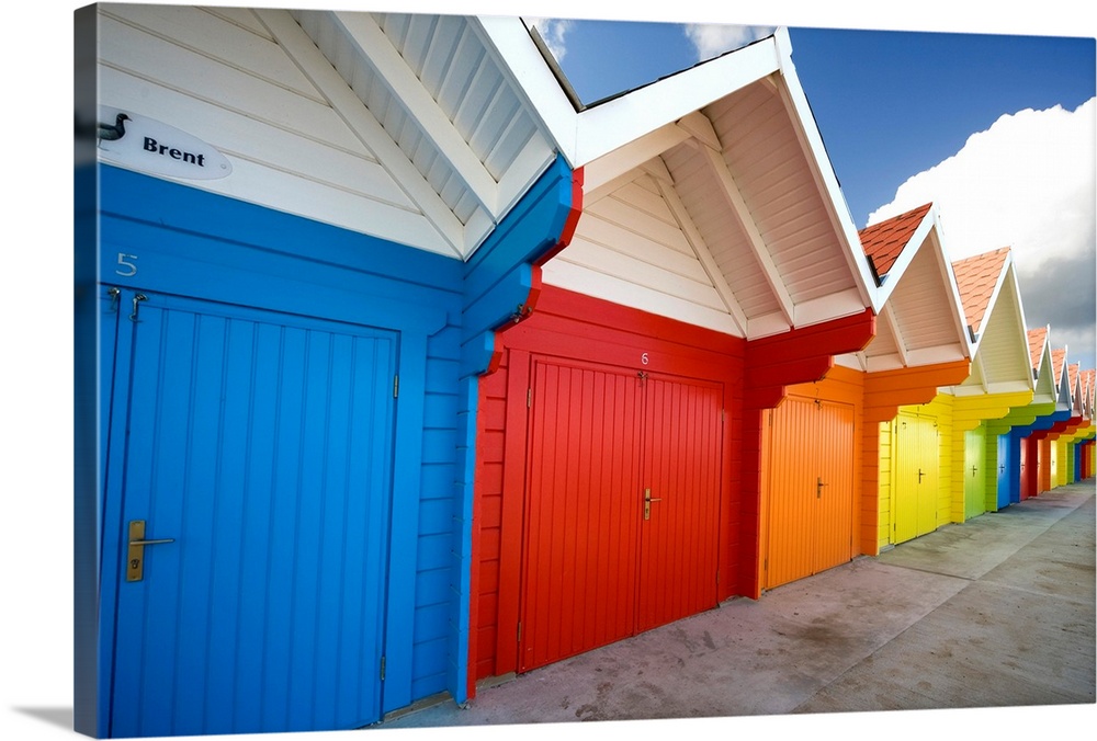 Colorful Beach Huts, Scarborough, England, Europe.