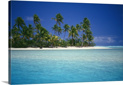 Cook Islands, Coastal Scenic Of Island With Palm Trees