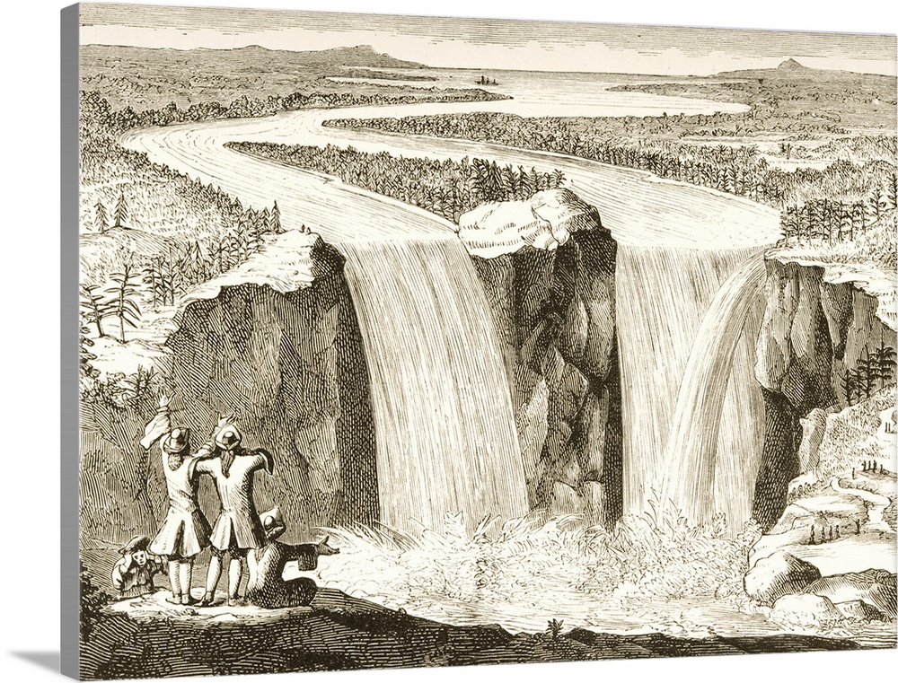 Copy Of Father Hennepin's 1677 Sketch Of Niagara Falls, Redrawn In 1870s. From "American Pictures Drawn With Pen And Penci...
