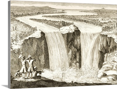Copy Of Father Hennepin's 1677 Sketch Of Niagara Falls, Redrawn In 1870s