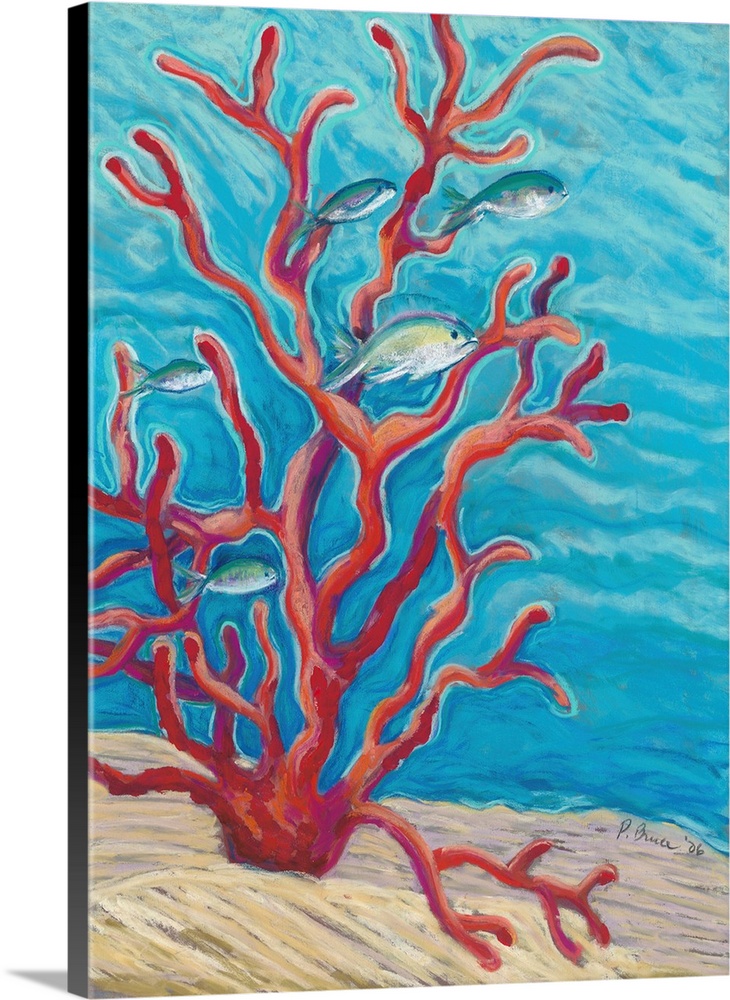Coral Assets, Fish And Coral Branch On Seafloor (Pastel).
