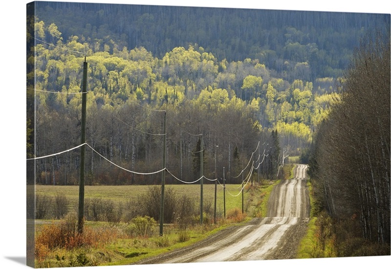 Country Road With Electrical Wires Running Along It, Thunder Bay