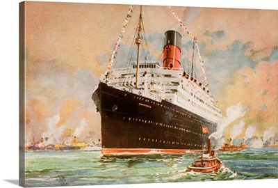 Cunard Line Promotional Brochure For The Franconia Circa 1926-1930. The Ship At Sea