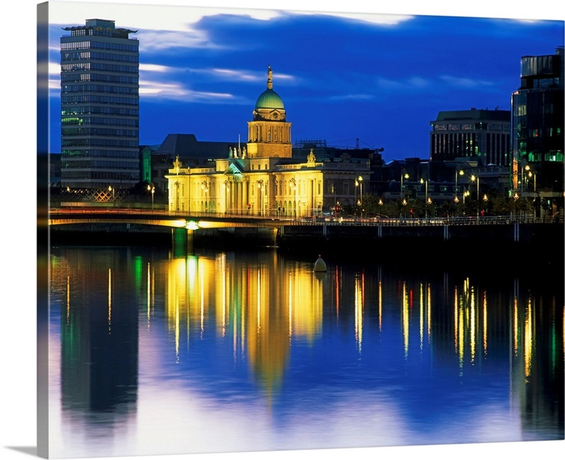 Customs House And Liberty Hall, River Liffey, Dublin, Ireland Wall Art