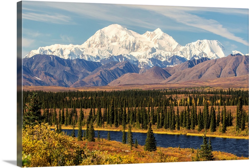 Denali, viewed from south of Cantwell, from the Parks Highway in Interior Alaska, Alaska, United States of America.