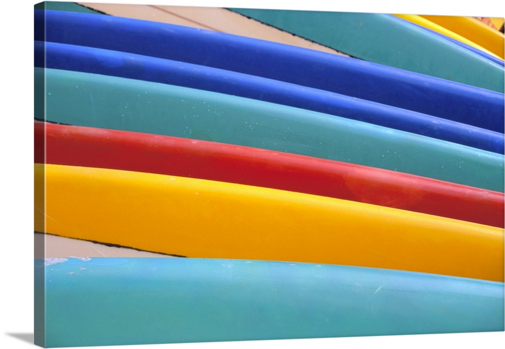 Detail Of Many Different Colored Surfboards