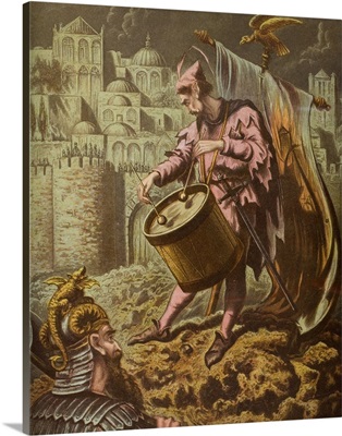Diabolus's Drummer Before The Walls Of Mansoul. From The Book The Holy War