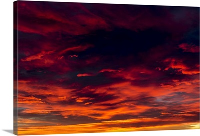 Dramatic Colorful Cloud Formations At Sunset, Calgary, Alberta, Canada