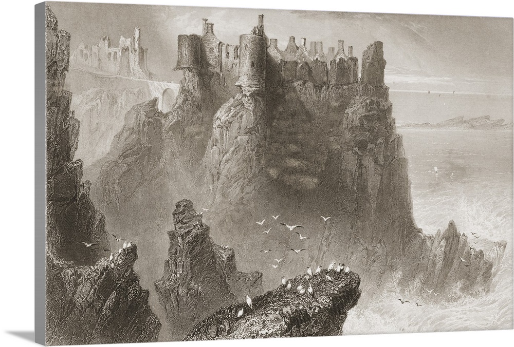Dunluce Castle, County Antrim, Ireland. Drawn By W. H. Bartlett, Engraved By J. Cousen. From "The Scenery And Antiquities ...