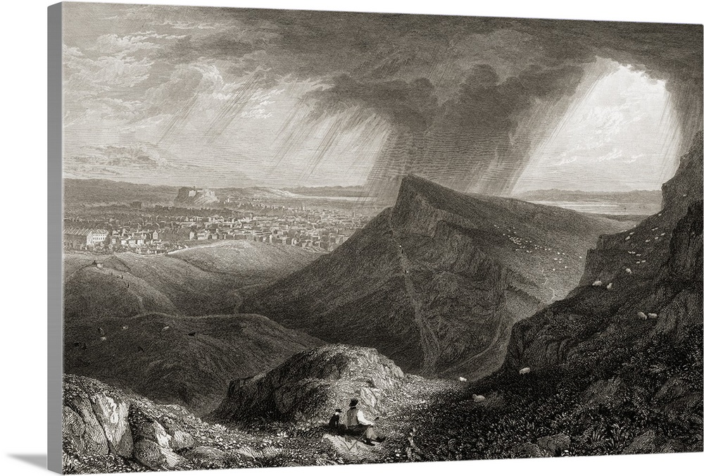 Edinburgh From The Ascent To Arthur's Seat. From The Original Painting By Lt. Col. Batty F. R. S. From The Book "Select Vi...