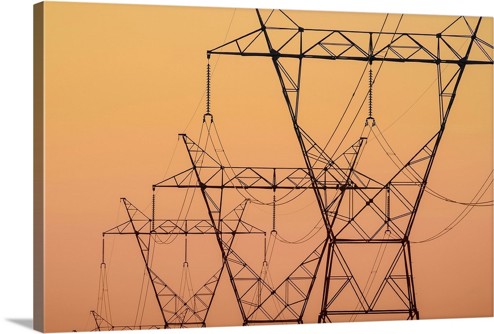Electrical transmission towers at sunset, Ohio