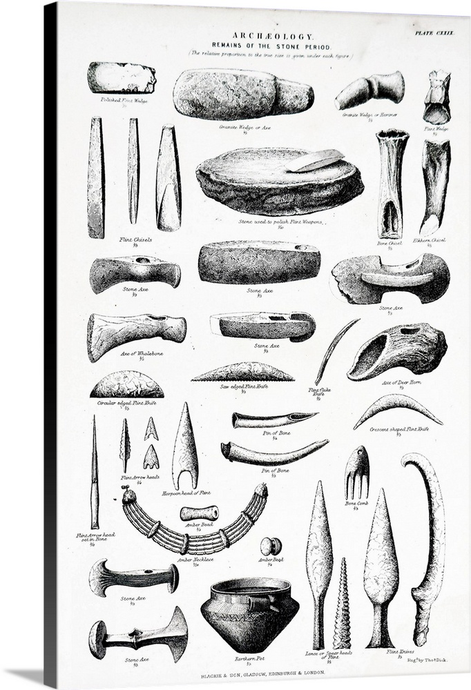Engraving Depicting The Remains Of Stone Age Tools, Dated 19th Century Wall  Art, Canvas Prints, Framed Prints, Wall Peels | Great Big Canvas