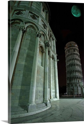 Ethereal Moonlight Scene Of Duomo Santa Maria Assunta In Pisa Tuscany Italy