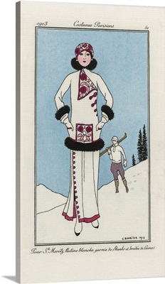 For St, Moritz, White Terry Cloth Embroidered With Wools, Journal Des Dames Et Des Modes
