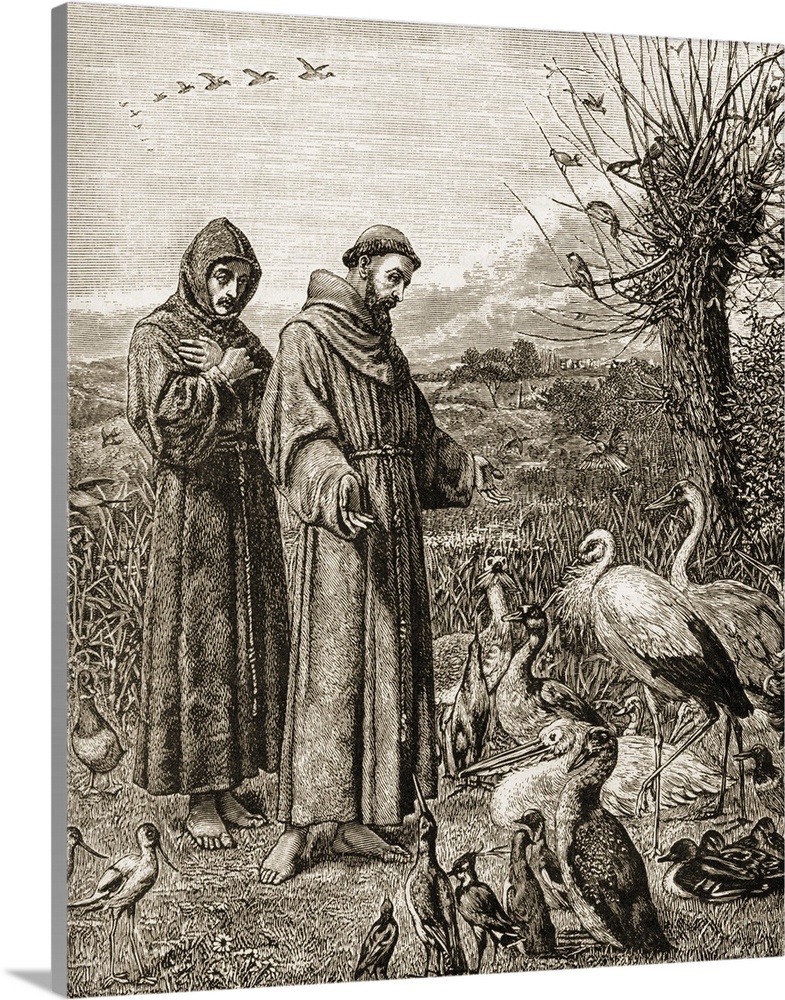Saint Francis Of Assissi, C. 1181-1226. Founder Of The Franciscan Order. St. Francis Preaching To The Birds. From The Pict...