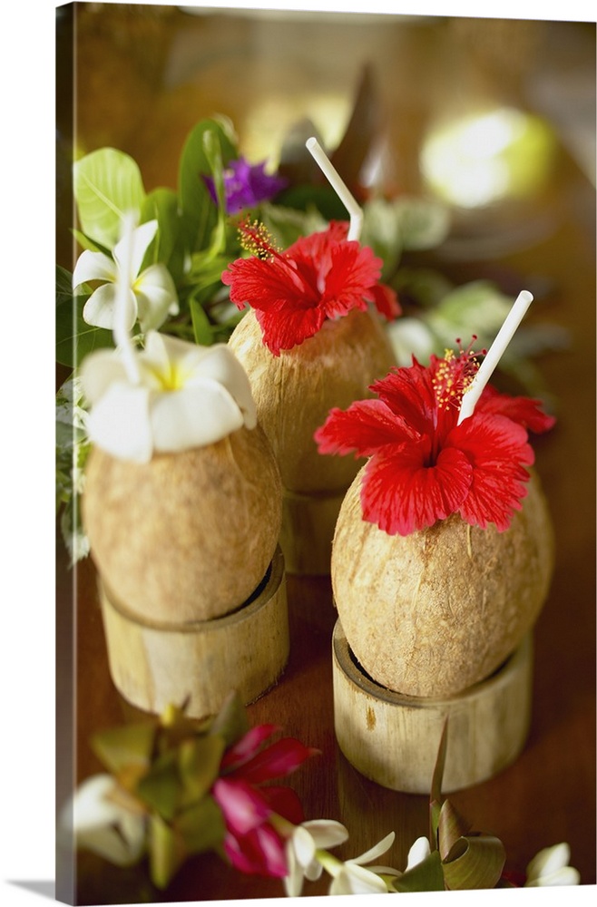 French Polynesia, Bora Bora, Close-Up Of A Refreshing Tropical Cocktail