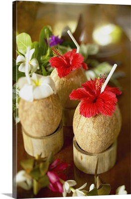 French Polynesia, Bora Bora, Close-Up Of A Refreshing Tropical Cocktail
