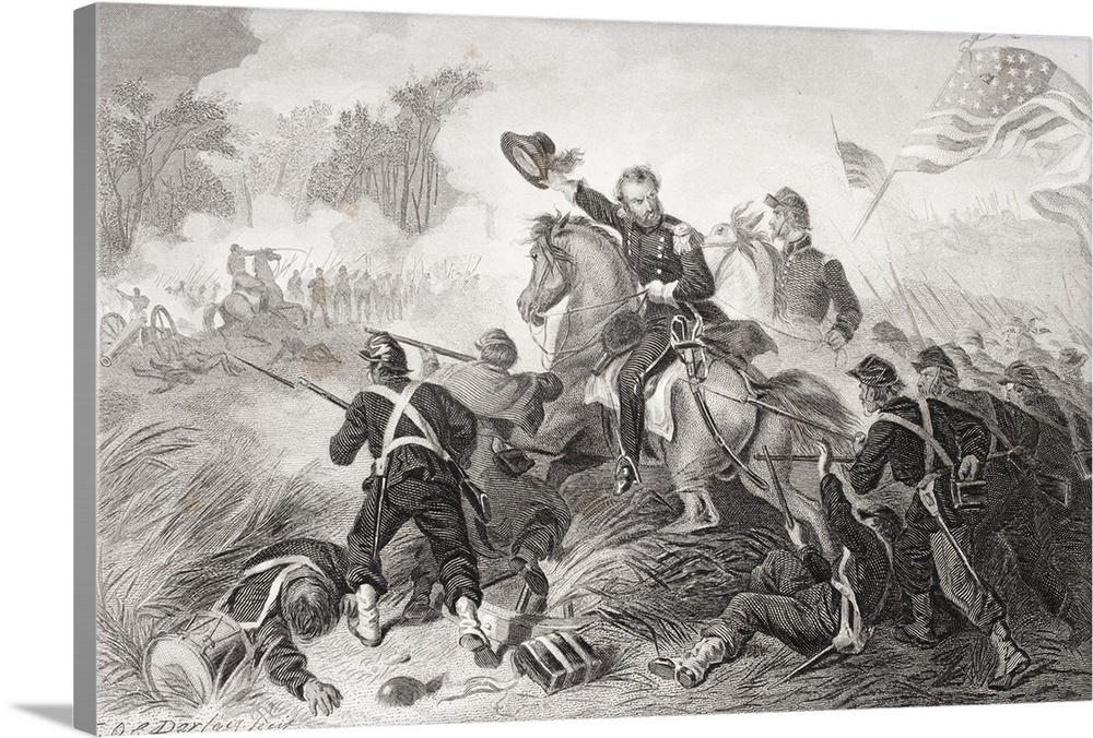 General Lyons' Charge At The Battle Of Wilson's Creek, Missouri, 1861, In Which He Was Killed. Lyons Was First Union Gener...