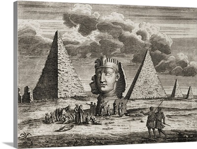 Giza, Egypt, Pyramids And Sphinx As Imagined By 18th Century Artist