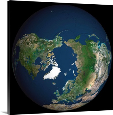 Globe North Pole, True Colour Satellite Image